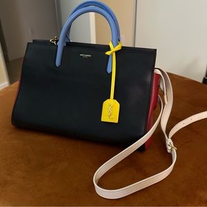 Saint Laurent Multicolor Calfskin Leather Rive Gauche Cabas Small Tote Bag